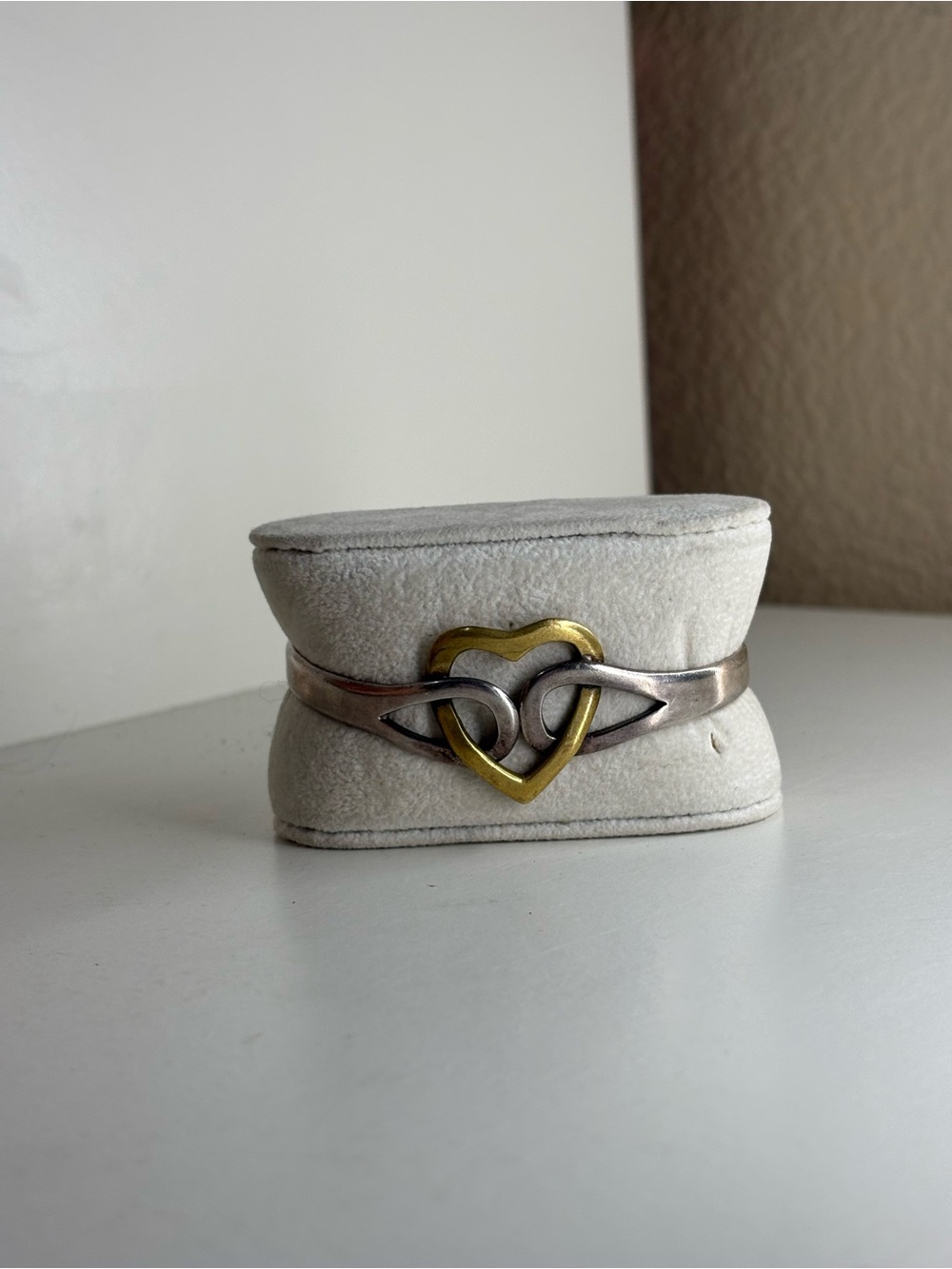 Vintage Mexico Sterling Silver 925 & Brass Interlocking Heart Cuff Bracelets - Picture 10 of 10